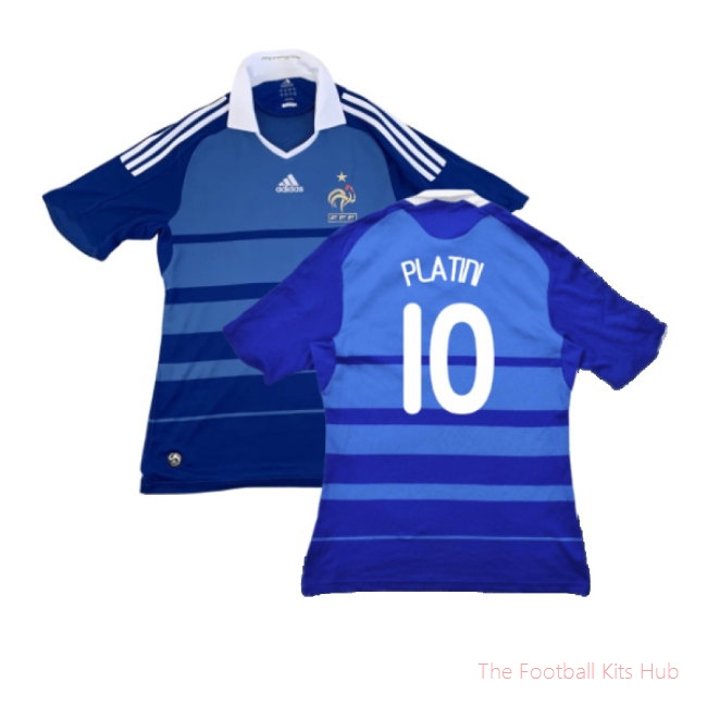 France 2008-09 Home Shirt (L) (Very Good) (Platini 10)-UniFootball Store